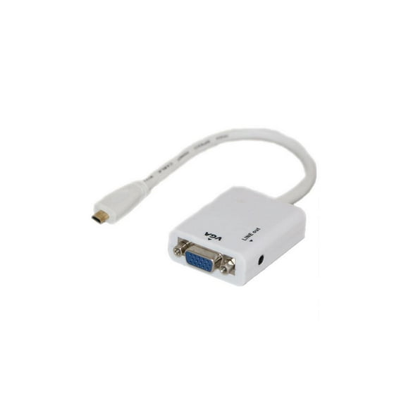 Micro HDMI to VGA Converter Adapter With Audio   3.55 mm Cable - Supports 1080p Full HD For Laptop Notebook Cellphone(White)