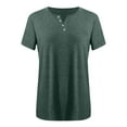 thumbnail image 4 of Patlollav Women Tops Solid Button T-Shirt Short Sleeve Blouse, 4 of 6