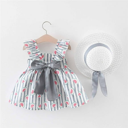 

Clearance! Realhomelove Summer Dresses Newborn Infant Toddler Girls Sun Hat Outfits Baby Girl Clothes Jumpsuit Beach SunDress for Little Girls