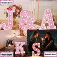thumbnail image 2 of WE Pink Light Up Letters, Glitter Alphabet Letter Sign Pink LED Marquee Letter Lights Battery Powered for Night Light Girls Bedroom ，Birthday Party, 2 of 4