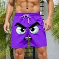 thumbnail image 5 of Bwndum Mens Novelty Big and Tall Swim Trunks Funny Angry Face 3D Print Quick Dry Board Shorts with Pockets Purple S-5XL,Size 3XL, 5 of 5
