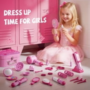 Gelomee 28Pcs Hair Makeup Kit Toys for Girls Kids, Pretend Play Set with Realistic Blow Dryer , Birthday Gifts Easter Presents Aged 3-8 Year Old