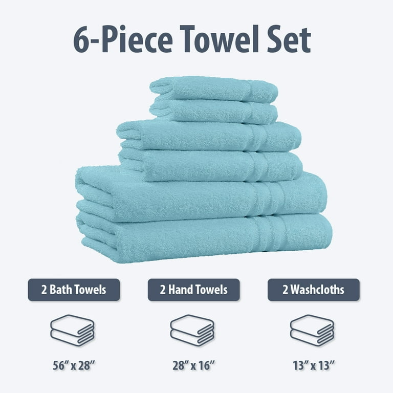 Home Sweet Home Dreams Inc 100% Cotton 6-Piece Hotel Quality Towel Set -  Super Soft, and High Absorbent Bath Towel Set - 650 GSM