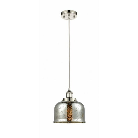 916-1P-PN-G78-Innovations Lighting-Bell - 1 Light Cord Hung Mini Pendant In Industrial Style-10 Inches Tall and 8 Inches Wide-Polished Nickel