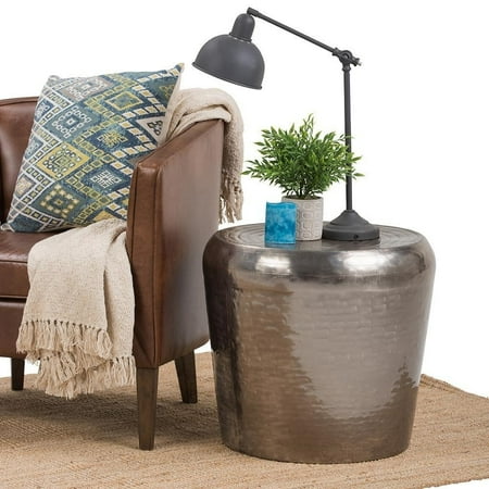 Simpli Home - Troy Metal Accent Table - Antique Silver