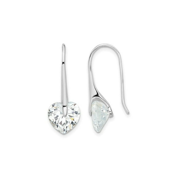 Sterling Silver Heart Shaped Synthetic Cubic Zirconia (CZ) Dangle Threader EarringsEarrings in for Women