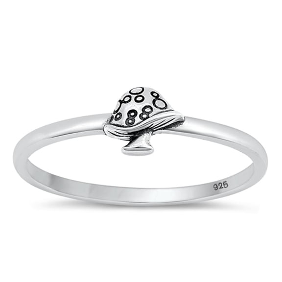 Polished Mushroom Toadstool Ring .925 Sterling Silver Band Jewelry Female Male Unisex Size 5
