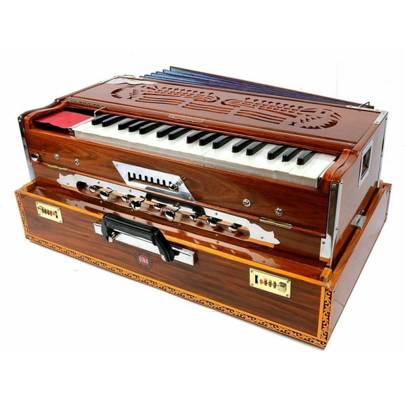 BINA Handmade Portable 3.5 Octave 9 Scale Harmonium Coupler Baja With Padded Bag 2023 Polished