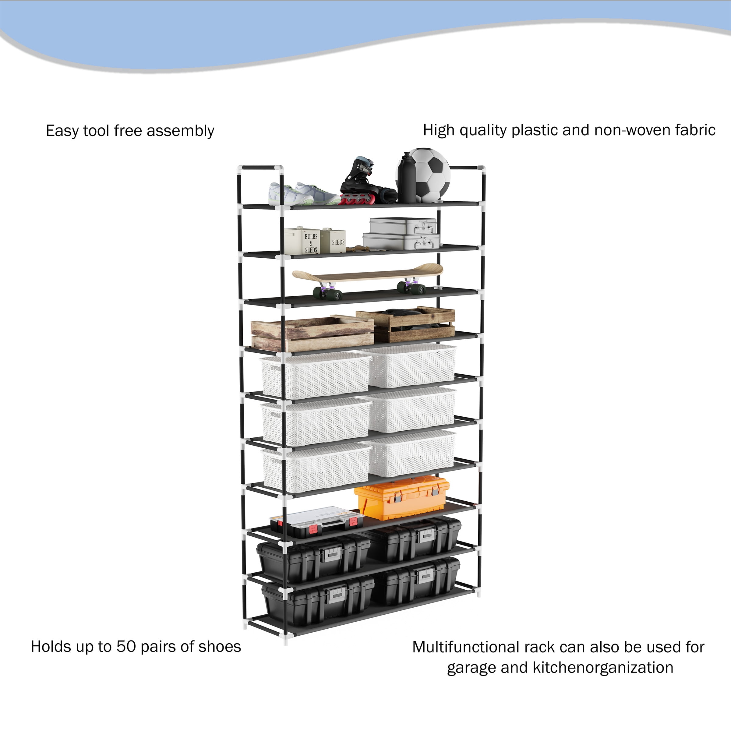10 Tier Storage and Organization Shoe Rack by Lavish Home