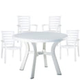 thumbnail image 1 of Ensemble de 5 Pcs Table de Patio Ronde en Résine de 42 Pouces et 4 Chaises en Résine, Blanc, 1 of 4