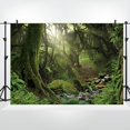 thumbnail image 4 of Enchanted Jungle Forest Backdrop Fabric Greenery VBS Primary Forest Photography Background Rainforest Scenery Photo Backdrop Kids Adults Birthday Baby Shower Camping Decorations, 4 of 10