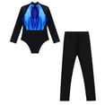 thumbnail image 6 of iiniim Girls Dance Unitard Ice Skating Outfits Long Sleeve Gymnastics Leotard with Yoga Leggings Pants Set Activewear Blue 8, 6 of 7