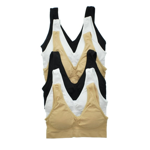 Angelina Women's Wire-Free Seamless Classic U-Back Bralettes (6-Pack)