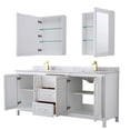 thumbnail image 2 of Wyndham Collection Daria 80" Wood & Marble Double Bathroom Vanity in White/Gold, 2 of 5