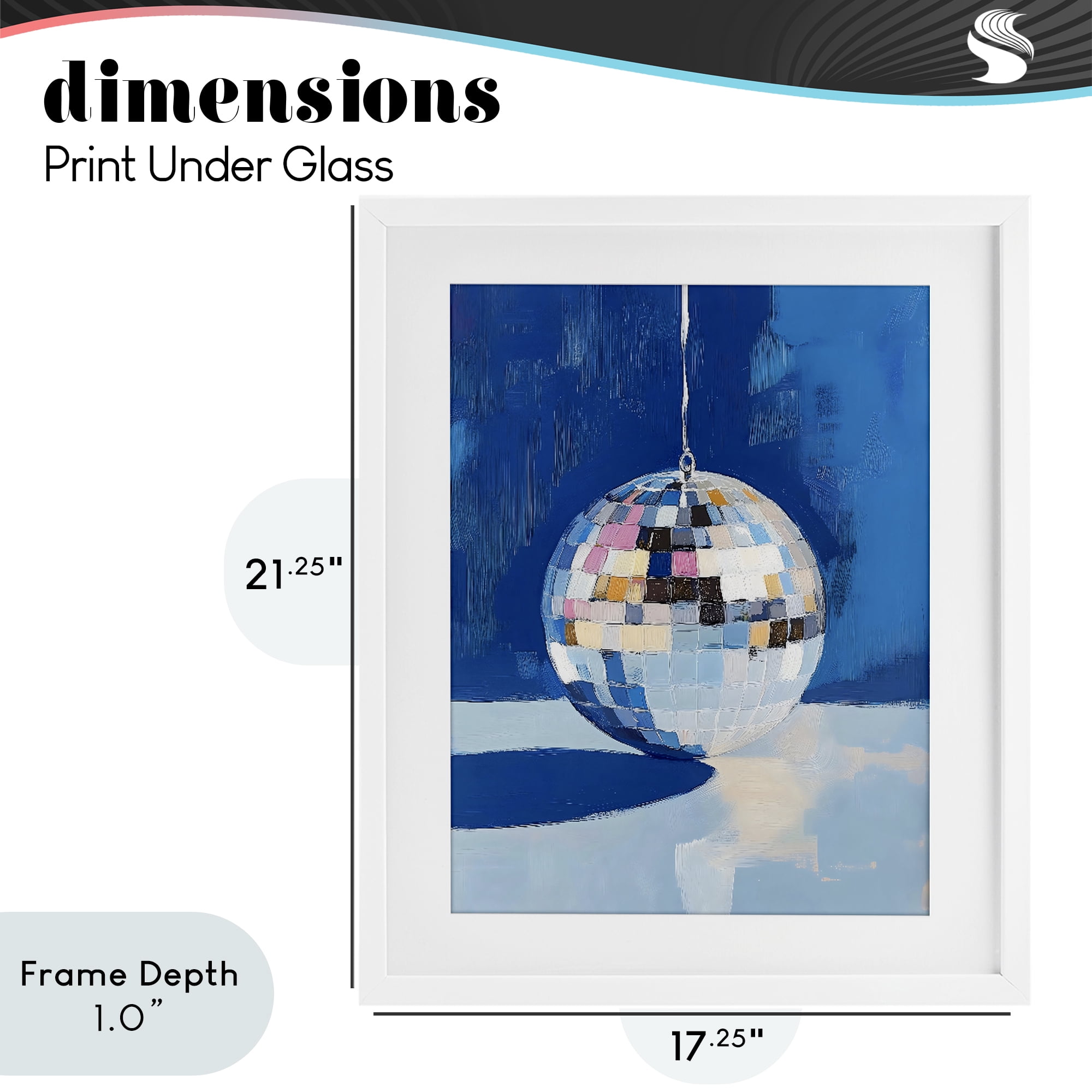 Stupell Industries Silver Dance Disco Ball White Framed Print Under Glass, design by The Prints Vibe