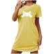 thumbnail image 2 of Camisón corto de talla grande para mujer, camisón de manga corta con estampado de pecho a la moda, camisón para mujer, 2 of 5