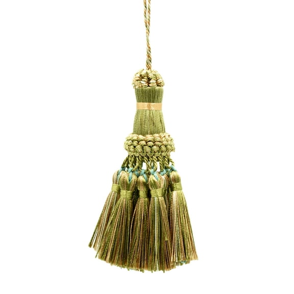 Noblesse Collection Elegant Hand Crafted 4" (10cm) Key Tassel, 3" (7.5cm) Loop # NKT,, Olive Garden Green (Color# 010) Set of 2