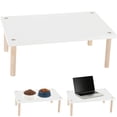 thumbnail image 2 of Wood Monitor Stand Riser, Desktop Organizer, Sturdy Elevated Display Shelf for Laptop, Printer, Office Desk, Cat Feeding Table, Easy Assembly, 15.7 x 9.4 x 5.8 inch, White, 2 of 6