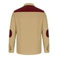 thumbnail image 4 of YYDGH Men's Western Cargo Shirts Lapel Long Sleeve Button Down Shirts Color Block Casual Loose Fit Business Work Tops Wine Red 4XL, 4 of 4