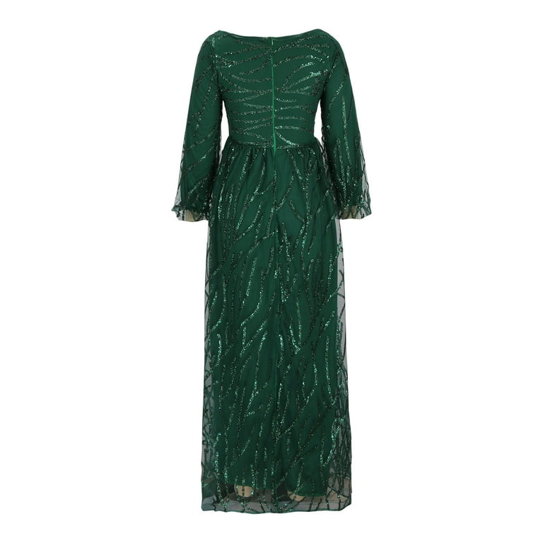 slim fit dress slacks Green Sequin Dress – Tracie's Boutique main image 1