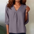 thumbnail image 6 of YigeTops Women's Pleated Cotton Linen Loose Shirt Casual Lightweight Summer Everyday Layering Tunic Grey XL, 6 of 6