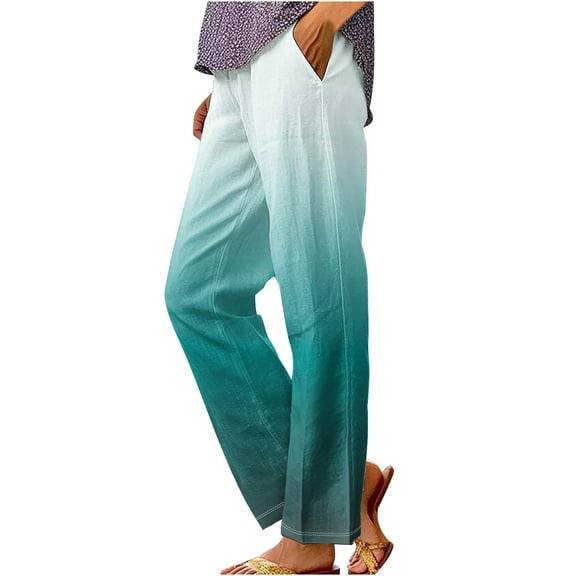 Quinlirra Pants for Women 2025 Women'S Spring Printed Elasticated Waist Full Length Casual Pants Nine-Point Pants