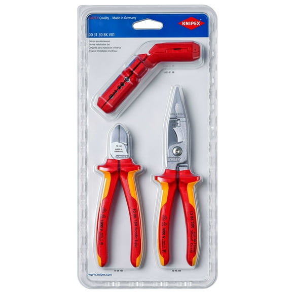 KNIPEX 00 31 30 BK V01 Conjunto para instalación eléctrica 1 x 13 86 200, 1 x 16 95 01 SB, 1 x 70 06 160