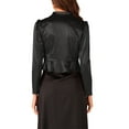thumbnail image 3 of INSPIRE CHIC Satin Bolero Shrugs for Women's Open Front Ruched Long Sleeves Cropped Shrug XS Black, 3 of 6