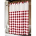 thumbnail image 4 of Farmhouse Red Plaid No Hook Shower Curtain Waterproof, Bathroom Curtains with Snap in Liners and See Through Top Window, Rustic Red White Checkered Hotel Style Bathtub Curtains Shower 48"Wx72"L, 4 of 8