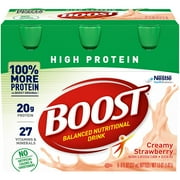 Boost High Protein Balanced Nutritional Drink, Creamy Strawberry, Muscle Health and Energy with Protein and Vitamins & Minerals, 8 FL OZ Bottles, 6 CT (Pack of 1)