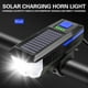 thumbnail image 1 of Luz delantera para bicicleta recargable por USB con panel solar | Linterna impermeable para bicicleta con bocina | 3 modos | Fácil instalación | Larga duración de batería | Para seguridad en ciclismo, 1 of 2