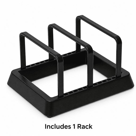 Adjustable Cutting Board Rack with 3 Removable Dividers, Countertop Organizer, Black, 1 Pack