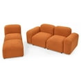 thumbnail image 3 of 94.5" L-Shaped Sectional Sofa, Modern Teddy Teddy Sectional Sofa Couch with 3 Seater Sofa and Movable Ottoman, Comfy Accent Sofa with 2 Pillows and Plastic Legs for Living Room, DIY Combination Orange, 3 of 7