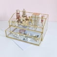 thumbnail image 3 of veasfak Clear Glass Jewelry Organizer Box - Golden Metal Keepsake Box Jewelry Organizer, 3 of 8