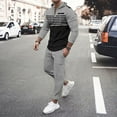thumbnail image 2 of VBTAPA Men's Track Suits 2 Piece Striped Casual Sweatsuits Set Button Collar Hoodie Drawstring Jogger Pants Suit Jogging Matching Sets Fall Winter Lounge Sports Outfits Prime Sales Gray XXXL, 2 of 8