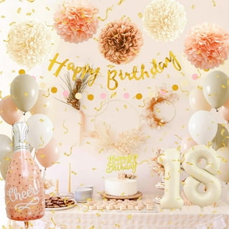 Geekeo 18th Birthday Decorations, Gold Beige Balloons Garland
