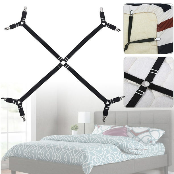 Deago 1 Set Adjustable Bed Mattress Fitted Sheet Corner Straps Suspenders Gripper Fastener Clips Clippers Kit Walmart Com Walmart Com