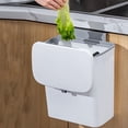 thumbnail image 1 of Basurero para Cocina, 7 Litros Bote de Basura con Tapa, Colgante Botes de Basura, Bote de Basura Baño, Adecuado para Baño, Dormitorio, Oficina - Blanco, 1 of 4