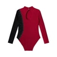 thumbnail image 4 of ZDHoor Girls Long Sleeves Hollow Back Ballet Dance Leotard Gymnastics Workout Bodysuit Dancewear Burgundy 12, 4 of 7