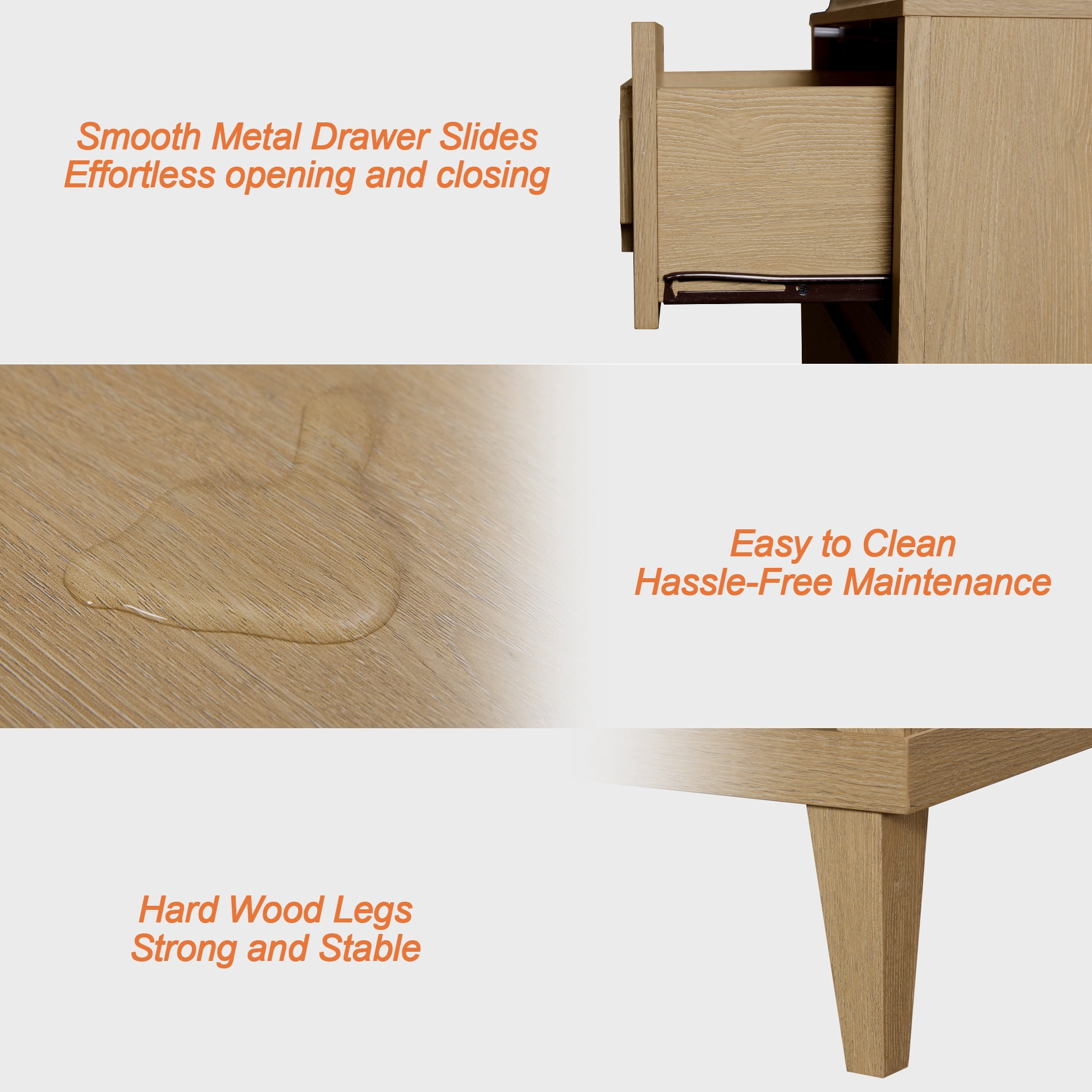 Oak Modern TV Stand for 100 Inch TVs, Wood Entertainment Center with 9 Drawers Storage for Living Room Bedroom