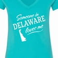 thumbnail image 4 of Inktastic Someone in Delaware Loves Me Women's V-Neck T-Shirt, 4 of 5