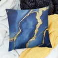 thumbnail image 2 of Blue Throw Pillow Covers Abstract Blue and Gold Modern Decorative Pillows Soft Cushion Cases for Couch Sofa Bed Home Decor, 2 of 5