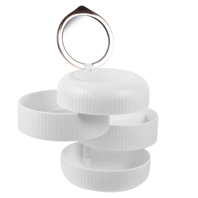 White Rotating Jewelry Holder Organizer with Multilayer Design for Home Storage 70.5 x 12.5 x 16.5 cm