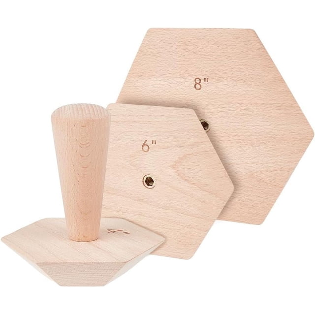 Juego de 3 herramientas de madera para cerámica, de 4", 6" y 8" con mango, ideales para hacer platos y cuencos de cerámica (DIY), 0,9" de grosor.