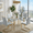 Table+4 Light Gray Chairs(Gold), variant on StnTalk Glass Table Set for 4, Modern Kitchen Dining Room Set with 4 Black PU Leather Chairs, 0.31' Tempered Glass Top with Gold Metal Legs