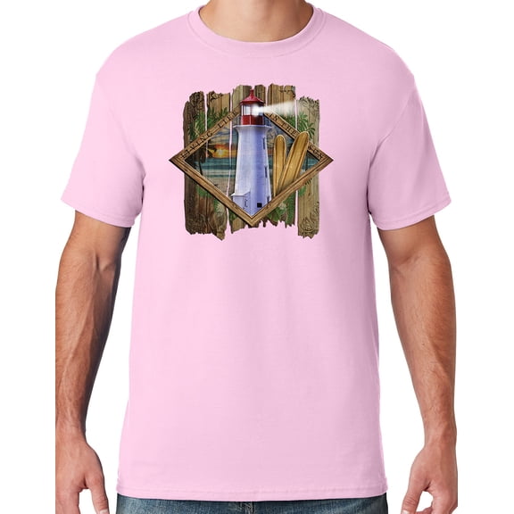 Mens Manu Bay Surf Company SURF LIGHTHOUSE T-shirt, 5XL Classic Pink