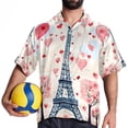 thumbnail image 4 of Eiffel Tower Valentine's Day Men's Casual Printed Button Down Short Sleeve Summer Beach Shirt, Unisex, 4 of 6
