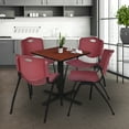 thumbnail image 2 of Regency Cain Small 30 in. Square X-Base Breakroom Table- Cherry & 4 M Stack Chairs- Burgundy, 2 of 8