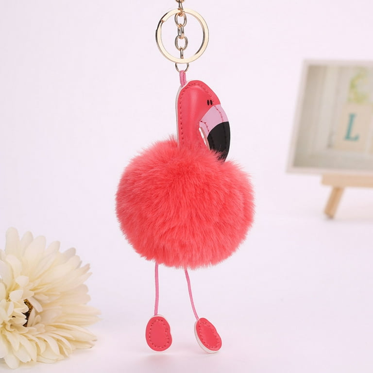 Yesbay Plush Flamingo Pendant Key Chain Clasp Key Ring Keyring