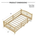 thumbnail image 2 of Mirightone Wood Twin Size Floor Bed with Guardrails, Montessori Twin Bed with Slats, No Box Spring Needed - Natural, 2 of 8